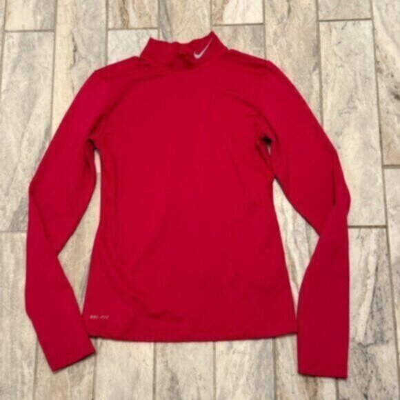 NEW Nike women's large (compression) DRI-FIT Pink mock w/thumb slots - Picture 1 of 5